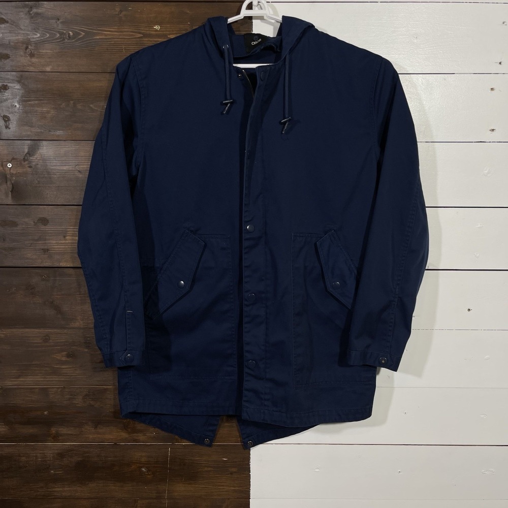 ASOS‎ Fishtail Navy Hooded Coat Jacket Mens Size Medium Field